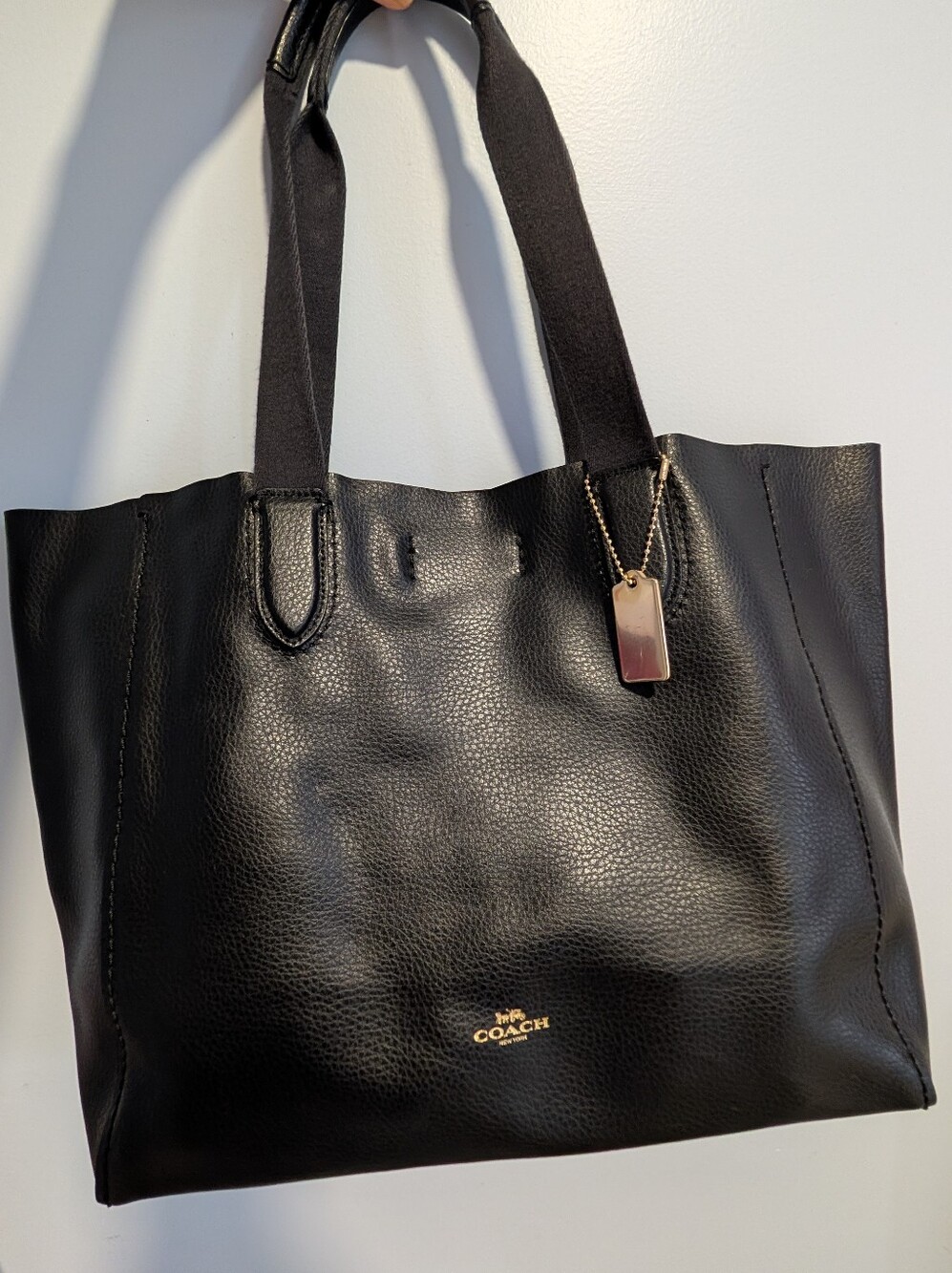 Coach Black Pebbled Leather Derby Tote Bag